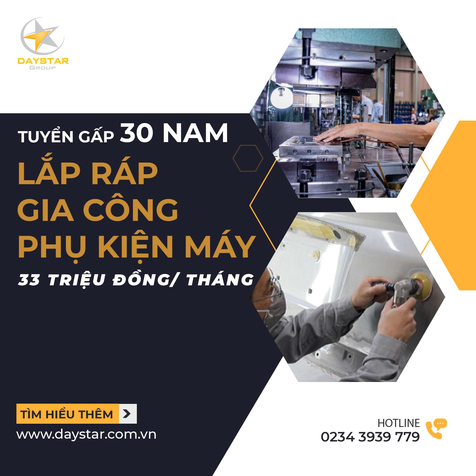 TUYỂN GẤP 30 NAM ĐƠN HÀNG LẮP RÁP GIA CÔNG PHỤ KIỆN MÁY